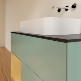 Тумба под раковину Villeroy & Boch Finion 100х50,1 см с подсветкой МДФ оливковый матовый лак/стекло черное матовое G652HFGM