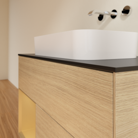 Тумба под раковину Villeroy & Boch Finion 100х50,1 см с подсветкой МДФ шпон дуба/стекло черное матовое G652HFPC