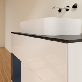 Тумба под раковину Villeroy & Boch Finion 100х50,1 см с подсветкой МДФ глянцевый белый лак/стекло черное матовое G652HGGF