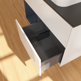 Тумба под раковину Villeroy & Boch Finion 100х50,1 см с подсветкой МДФ глянцевый белый лак/стекло черное матовое G652HGGF