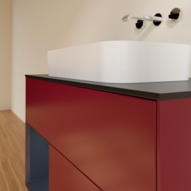 Тумба под раковину Villeroy & Boch Finion 100х50,1 см с подсветкой МДФ пион матовый лак/стекло черное матовое G652HGHB