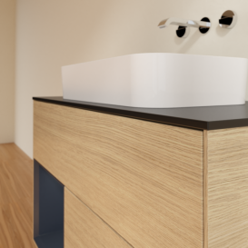 Тумба под раковину Villeroy & Boch Finion 100х50,1 см с подсветкой МДФ шпон дуба/стекло черное матовое G652HGPC