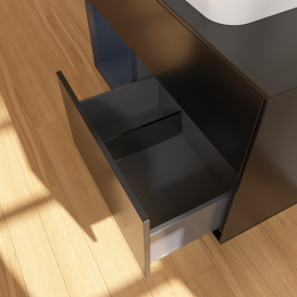 Тумба под раковину Villeroy & Boch Finion 100х50,1 см с подсветкой МДФ черный матовый лак/стекло черное матовое G652HGPD