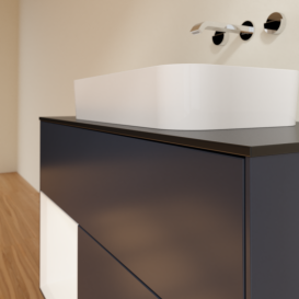 Тумба под раковину Villeroy & Boch Finion 100х50,1 см с подсветкой МДФ темно-синий матовый лак/стекло черное матовое G652MTHG