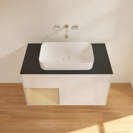 Тумба под раковину Villeroy & Boch Finion 100х50,1 см с подсветкой МДФ глянцевый белый лак/стекло черное матовое G652PCGF