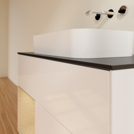 Тумба под раковину Villeroy & Boch Finion 100х50,1 см с подсветкой МДФ глянцевый белый лак/стекло черное матовое G652PCGF