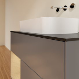 Тумба под раковину Villeroy & Boch Finion 100х50,1 см с подсветкой МДФ антрацит матовый лак/стекло черное матовое G652PCGK