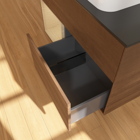 Тумба под раковину Villeroy & Boch Finion 100х50,1 см с подсветкой МДФ шпон грецкого ореха/стекло черное матовое G652PCGN