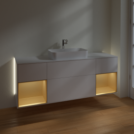 Тумба под раковину Villeroy & Boch Finion 160х50,1 см с подсветкой МДФ белый матовый лак/стекло белое матовое G331HFMT