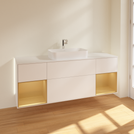 Тумба под раковину Villeroy & Boch Finion 160х50,1 см с подсветкой МДФ белый матовый лак/стекло белое матовое G331HFMT