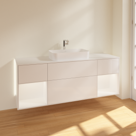 Тумба под раковину Villeroy & Boch Finion 160х50,1 см с подсветкой МДФ глянцевый белый лак/стекло белое матовое G331MTGF