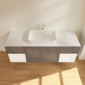 Тумба под раковину Villeroy & Boch Finion 160х50,1 см с подсветкой МДФ антрацит матовый лак/стекло белое матовое G331MTGK