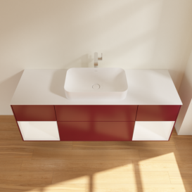 Тумба под раковину Villeroy & Boch Finion 160х50,1 см с подсветкой МДФ пион матовый лак/стекло белое матовое G331MTHB