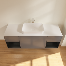 Тумба под раковину Villeroy & Boch Finion 160х50,1 см с подсветкой МДФ антрацит матовый лак/стекло белое матовое G331PDGK