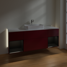 Тумба под раковину Villeroy & Boch Finion 160х50,1 см с подсветкой МДФ пион матовый лак/стекло белое матовое G331PDHB
