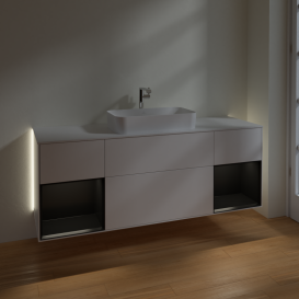 Тумба под раковину Villeroy & Boch Finion 160х50,1 см с подсветкой МДФ белый матовый лак/стекло белое матовое G331PDMT