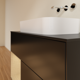 Тумба под раковину Villeroy & Boch Finion 100х50,1 см с подсветкой МДФ черный матовый лак/стекло черное матовое G652PCPD