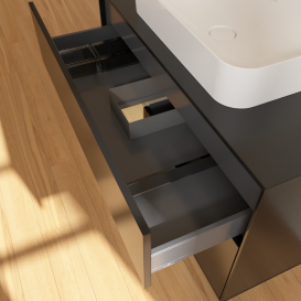 Тумба под раковину Villeroy & Boch Finion 100х50,1 см с подсветкой МДФ черный матовый лак/стекло черное матовое G652PCPD