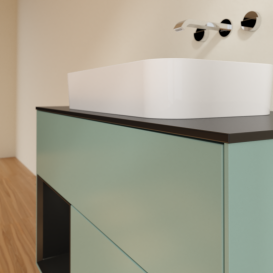 Тумба под раковину Villeroy & Boch Finion 100х50,1 см с подсветкой МДФ оливковый матовый лак/стекло черное матовое G652PDGM