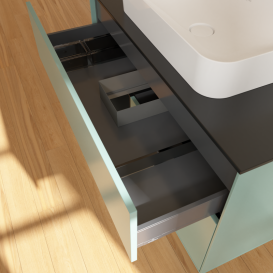 Тумба под раковину Villeroy & Boch Finion 100х50,1 см с подсветкой МДФ оливковый матовый лак/стекло черное матовое G652PDGM