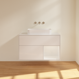 Тумба под раковину Villeroy & Boch Finion 100х50,1 см с подсветкой МДФ глянцевый белый лак/стекло белое матовое F661GFGF