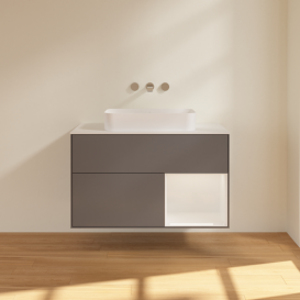 Тумба под раковину Villeroy & Boch Finion 100х50,1 см с подсветкой МДФ антрацит матовый лак/стекло белое матовое F661GFGK