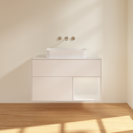 Тумба под раковину Villeroy & Boch Finion 100х50,1 см с подсветкой МДФ белый матовый лак/стекло белое матовое F661GFMT