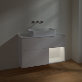 Тумба под раковину Villeroy & Boch Finion 100х50,1 см с подсветкой МДФ белый матовый лак/стекло белое матовое F661GFMT