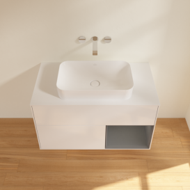 Тумба под раковину Villeroy & Boch Finion 100х50,1 см с подсветкой МДФ глянцевый белый лак/стекло белое матовое F661GKGF