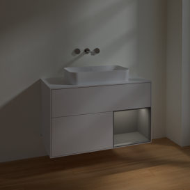 Тумба под раковину Villeroy & Boch Finion 100х50,1 см с подсветкой МДФ глянцевый белый лак/стекло белое матовое F661GKGF