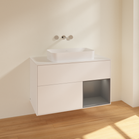 Тумба под раковину Villeroy & Boch Finion 100х50,1 см с подсветкой МДФ белый матовый лак/стекло белое матовое F661GKMT