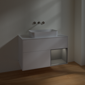 Тумба под раковину Villeroy & Boch Finion 100х50,1 см с подсветкой МДФ белый матовый лак/стекло белое матовое F661GKMT