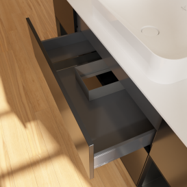 Тумба под раковину Villeroy & Boch Finion 160х50,1 см с подсветкой МДФ черный матовый лак/стекло белое матовое G331PDPD