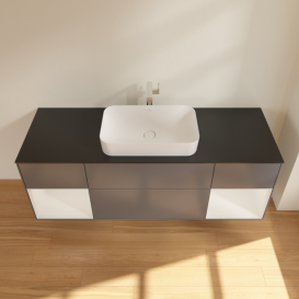 Тумба под раковину Villeroy & Boch Finion 160х50,1 см с подсветкой МДФ антрацит матовый лак/стекло черное матовое G332GFGK