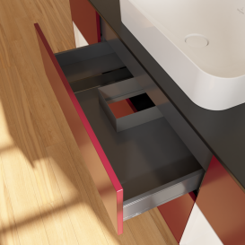 Тумба под раковину Villeroy & Boch Finion 160х50,1 см с подсветкой МДФ пион матовый лак/стекло черное матовое G332GFHB