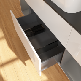 Тумба под раковину Villeroy & Boch Finion 160х50,1 см с подсветкой МДФ глянцевый белый лак/стекло черное матовое G332GKGF