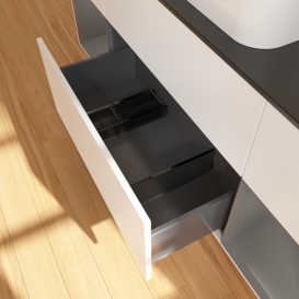 Тумба под раковину Villeroy & Boch Finion 160х50,1 см с подсветкой МДФ белый матовый лак/стекло черное матовое G332GKMT