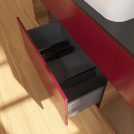 Тумба под раковину Villeroy & Boch Finion 160х50,1 см с подсветкой МДФ пион матовый лак/стекло черное матовое G332GNHB