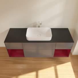 Тумба під раковину Villeroy & Boch Finion 160х50,1 см із підсвічуванням МДФ антрацит матовий лак/скло чорне матове G332HBGK