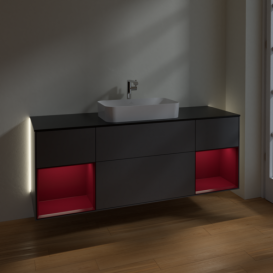 Тумба під раковину Villeroy & Boch Finion 160х50,1 см із підсвічуванням МДФ антрацит матовий лак/скло чорне матове G332HBGK