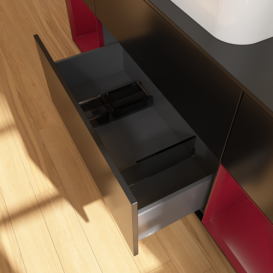 Тумба под раковину Villeroy & Boch Finion 160х50,1 см с подсветкой МДФ черный матовый лак/стекло черное матовое G332HBPD