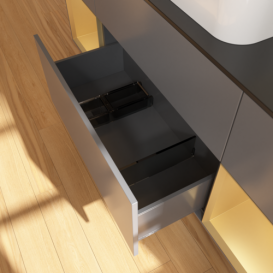 Тумба под раковину Villeroy & Boch Finion 160х50,1 см с подсветкой МДФ антрацит матовый лак/стекло черное матовое G332HFGK