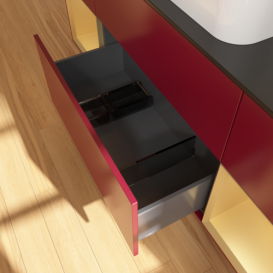 Тумба под раковину Villeroy & Boch Finion 160х50,1 см с подсветкой МДФ пион матовый лак/стекло черное матовое G332HFHB