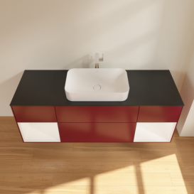 Тумба под раковину Villeroy & Boch Finion 160х50,1 см с подсветкой МДФ пион матовый лак/стекло черное матовое G332MTHB