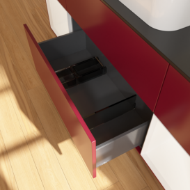 Тумба под раковину Villeroy & Boch Finion 160х50,1 см с подсветкой МДФ пион матовый лак/стекло черное матовое G332MTHB