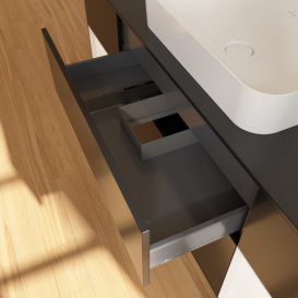 Тумба под раковину Villeroy & Boch Finion 160х50,1 см с подсветкой МДФ черный матовый лак/стекло черное матовое G332MTPD