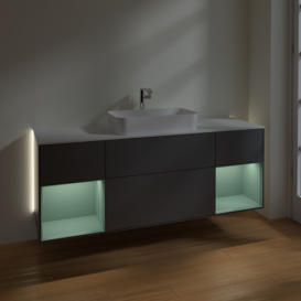 Тумба под раковину Villeroy & Boch Finion 160х50,1 см с подсветкой МДФ антрацит матовый лак/стекло белое матовое G331GMGK