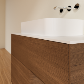 Тумба под раковину Villeroy & Boch Finion 100х50,1 см с подсветкой МДФ шпон грецкого ореха/стекло белое матовое F661GNGN