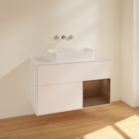 Тумба под раковину Villeroy & Boch Finion 100х50,1 см с подсветкой МДФ белый матовый лак/стекло белое матовое F661GNMT