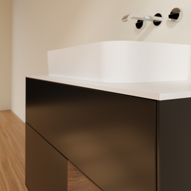 Тумба під раковину Villeroy & Boch Finion 100х50,1 см із підсвічуванням МДФ чорний матовий лак/скло біле матове F661GNPD